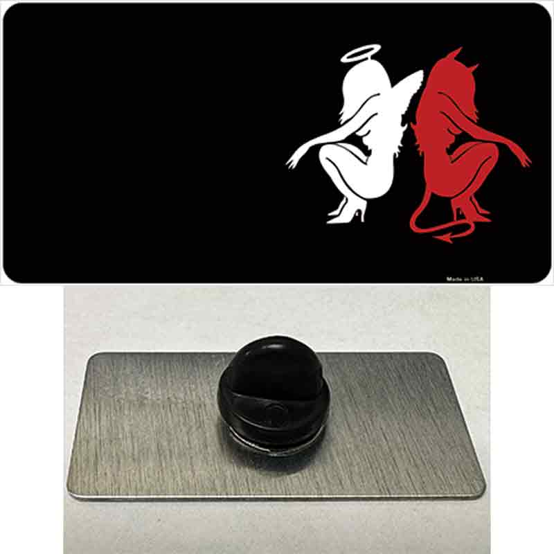 PIN-LP-4194 1.5 x 0.75 in. Angel Devil Offset Novelty Rectangle Metal Hat Pin