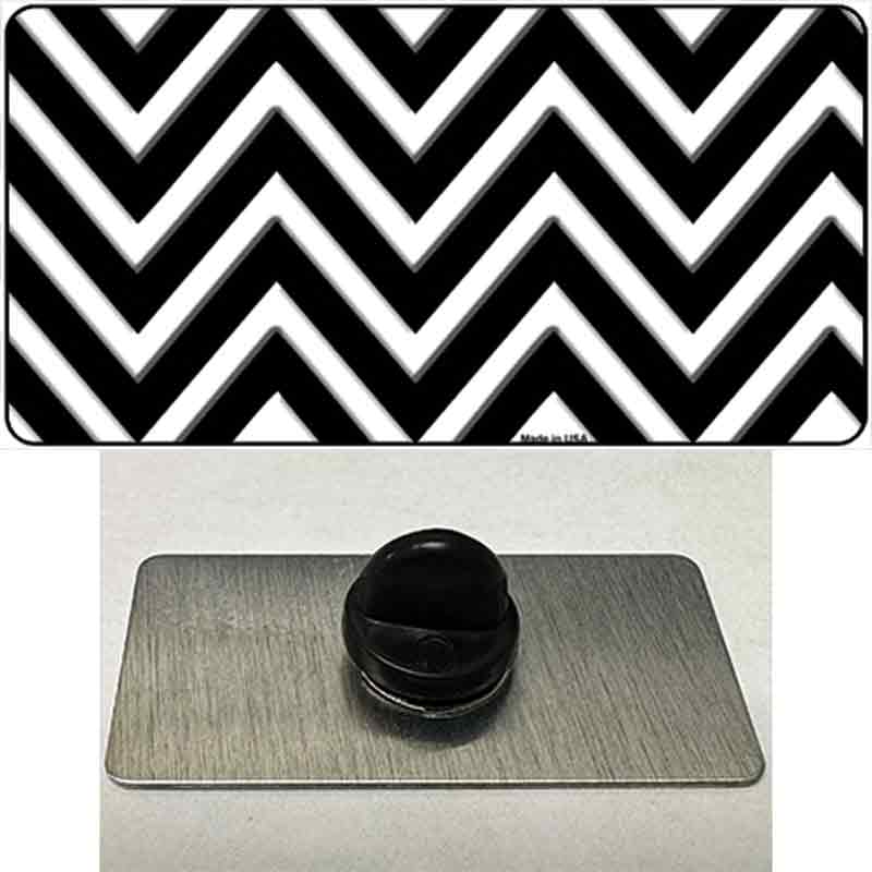 PIN-LP-4467 1.5 x 0.75 in. Black & White Large Chevron Novelty Rectangle Metal Hat Pin
