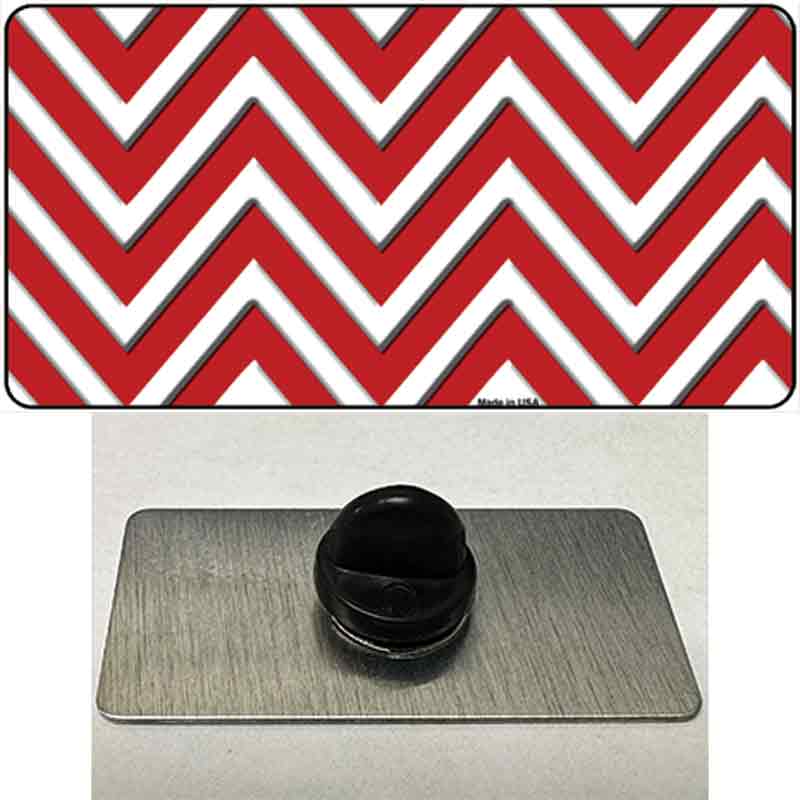 PIN-LP-4473 1.5 x 0.75 in. Red & White Large Chevron Novelty Rectangle Metal Hat Pin