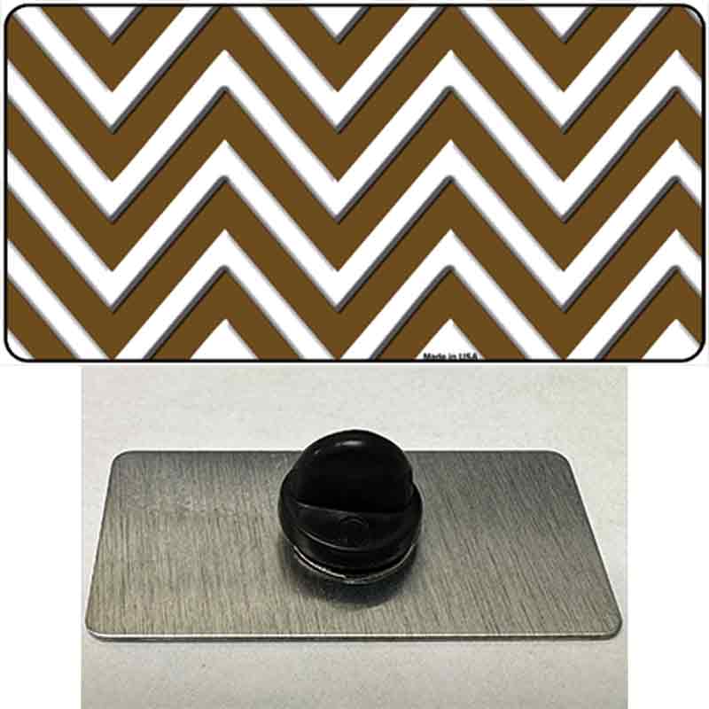 PIN-LP-4476 1.5 x 0.75 in. Brown & White Large Chevron Novelty Rectangle Metal Hat Pin
