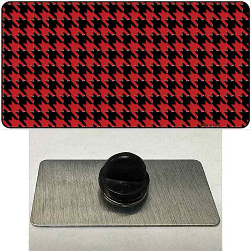 PIN-LP-4565 1.5 x 0.75 in. Red & Black Houndstooth Novelty Rectangle Metal Hat Pin
