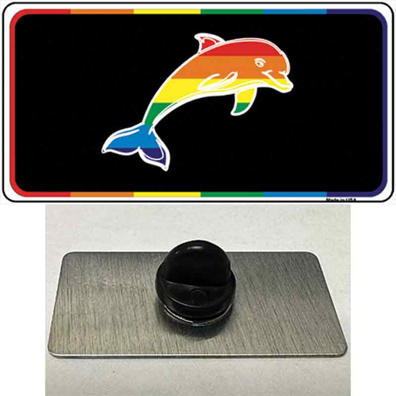PIN-LP-4745 1.5 x 0.75 in. Dolphin Novelty Rectangle Metal Hat Pin