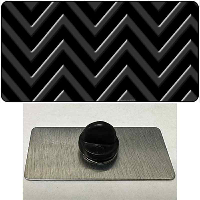 PIN-LP-4950 1.5 x 0.75 in. Black & Light Black Large Chevron Novelty Rectangle Metal Hat Pin