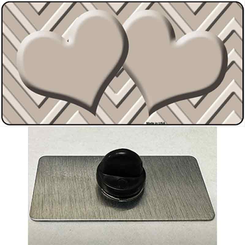PIN-LP-4977 1.5 x 0.75 in. Tan & Light Tan Heart Large Chevron Novelty Rectangle Metal Hat Pin