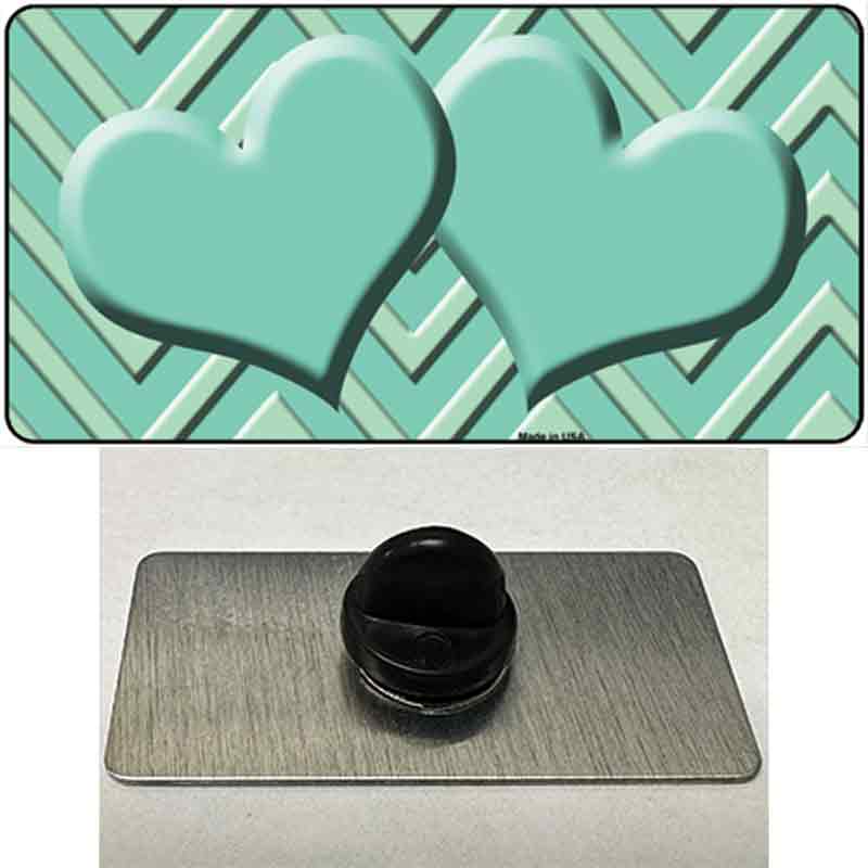PIN-LP-4979 1.5 x 0.75 in. Mint & Light Mint Heart Large Chevron Novelty Rectangle Metal Hat Pin