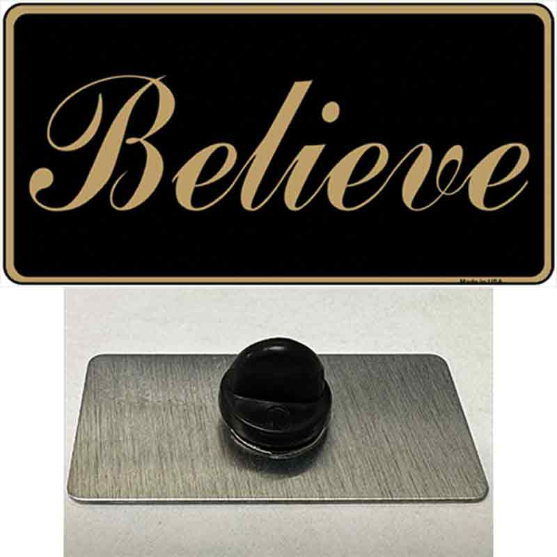 PIN-LP-1910 1.5 x 0.75 in. Believe Novelty Rectangle Metal Hat Pin