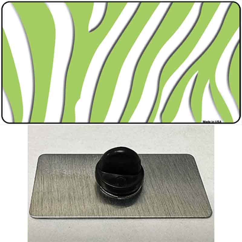 PIN-LP-2205 1.5 x 0.75 in. Lime Green & White Zebra Novelty Rectangle Metal Hat Pin