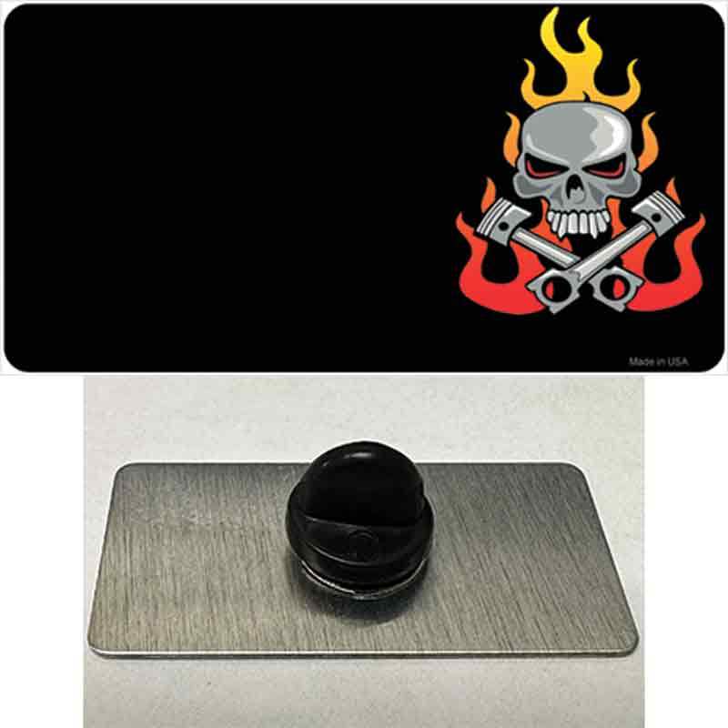 PIN-LP-2384 1.5 x 0.75 in. Gear Head Skull Offset Novelty Rectangle Metal Hat Pin