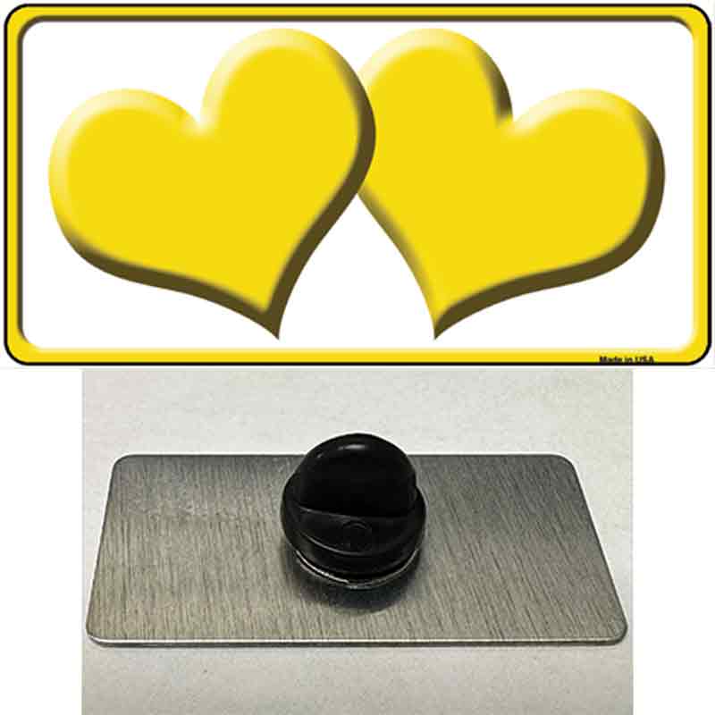 PIN-LP-2459 1.5 x 0.75 in. Solid Yellow Centered Hearts White Novelty Rectangle Metal Hat Pin