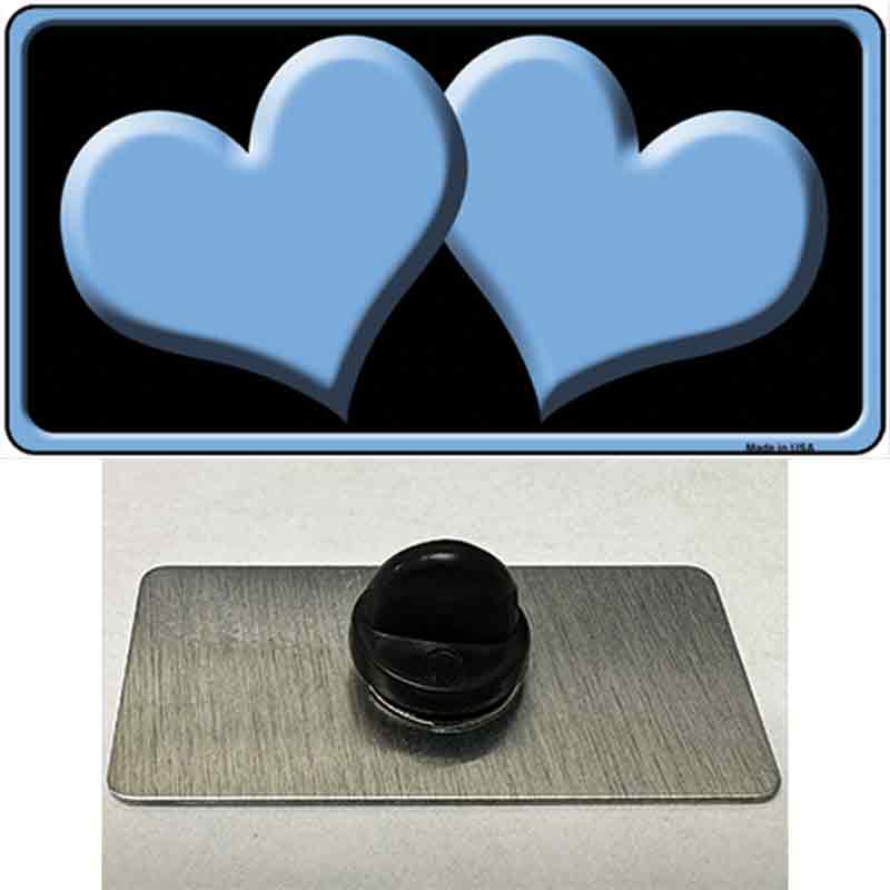 PIN-LP-2475 1.5 x 0.75 in. Solid Light Blue Centered Hearts Black Novelty Rectangle Metal Hat Pin