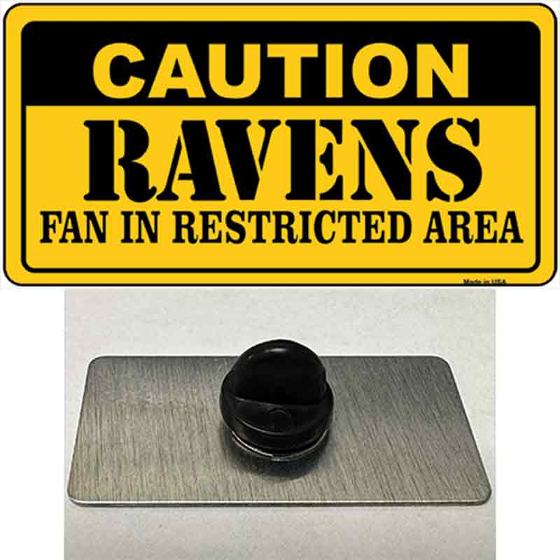 PIN-LP-2525 1.5 x 0.75 in. Caution Ravens Novelty Rectangle Metal Hat Pin