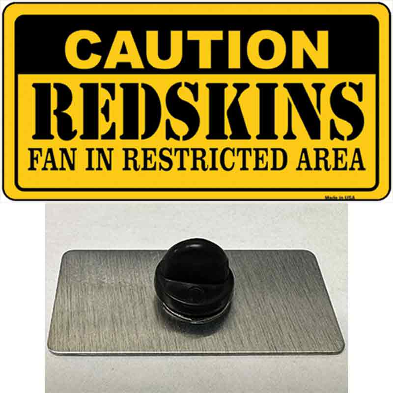 PIN-LP-2528 1.5 x 0.75 in. Caution Redskins Novelty Rectangle Metal Hat Pin