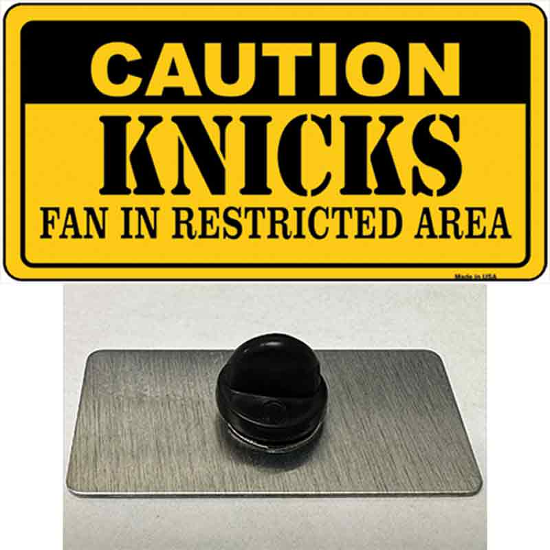 PIN-LP-2612 1.5 x 0.75 in. Caution Knicks Fan Novelty Rectangle Metal Hat Pin