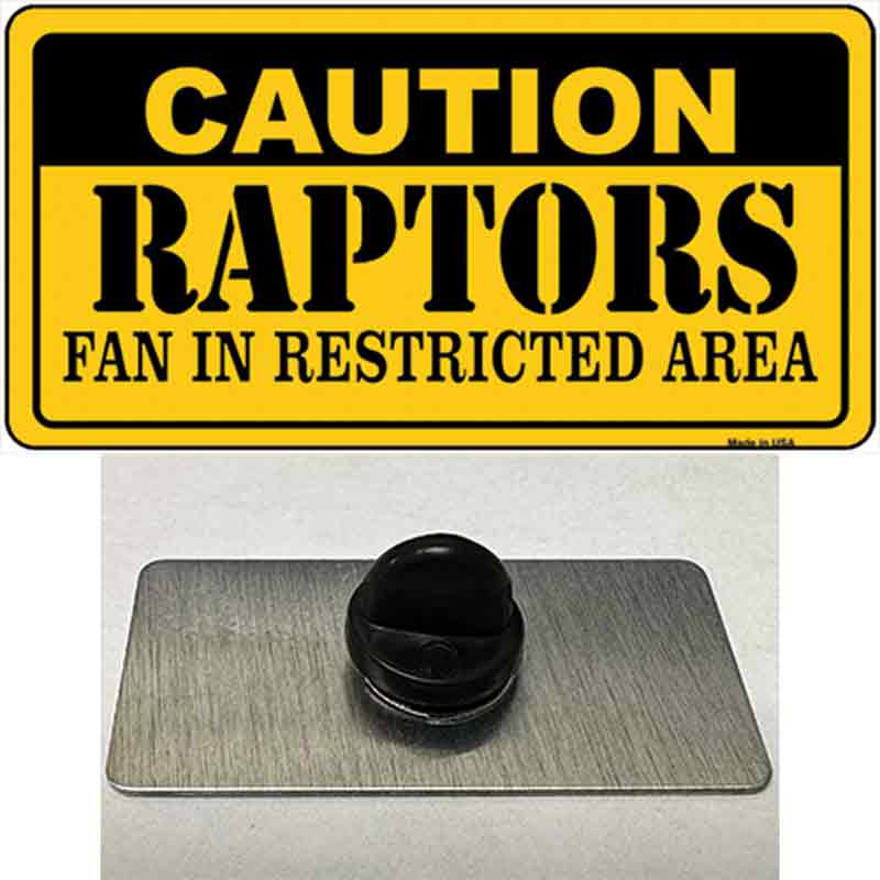 PIN-LP-2620 1.5 x 0.75 in. Caution Raptors Fan Novelty Rectangle Metal Hat Pin