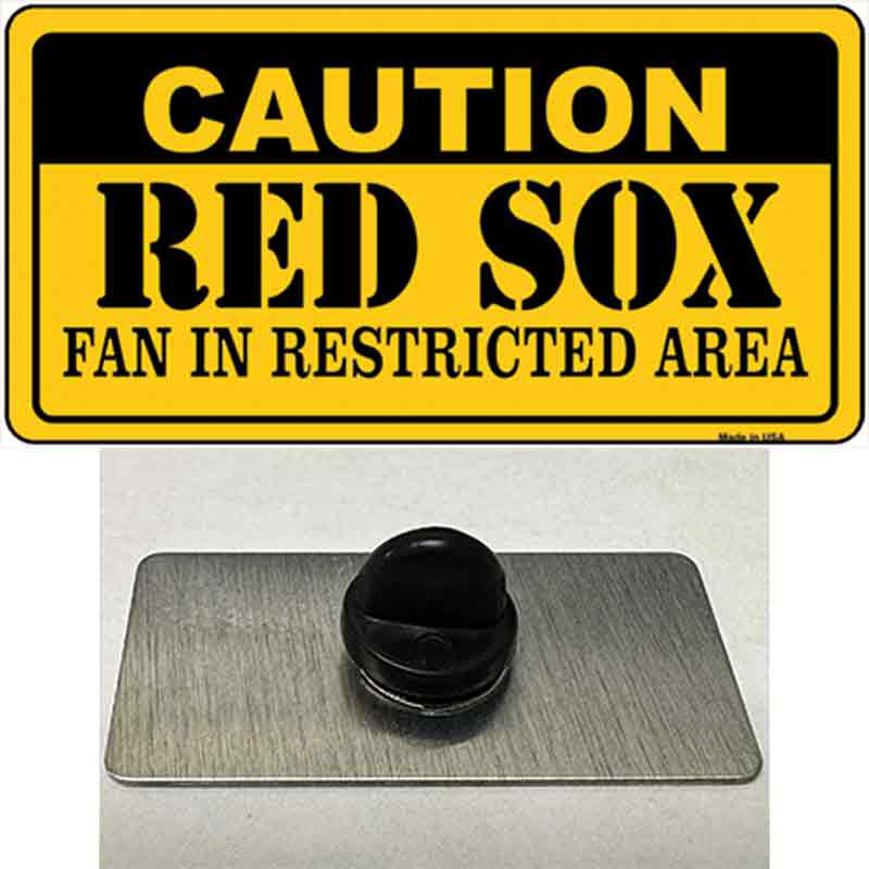 PIN-LP-2627 1.5 x 0.75 in. Caution Red Sox Fan Novelty Rectangle Metal Hat Pin