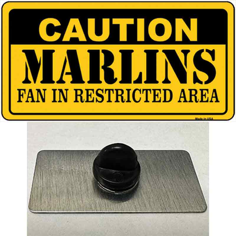 PIN-LP-2634 1.5 x 0.75 in. Caution Marlins Fan Novelty Rectangle Metal Hat Pin