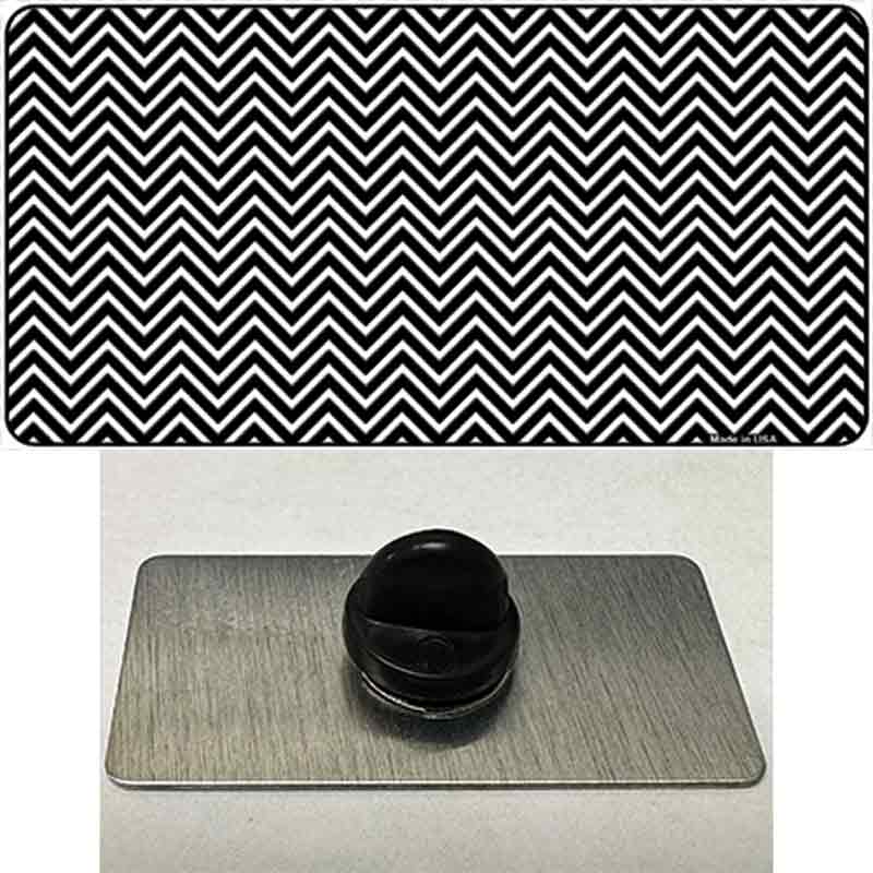 PIN-LP-2685 1.5 x 0.75 in. Black & White Chevron Novelty Rectangle Metal Hat Pin