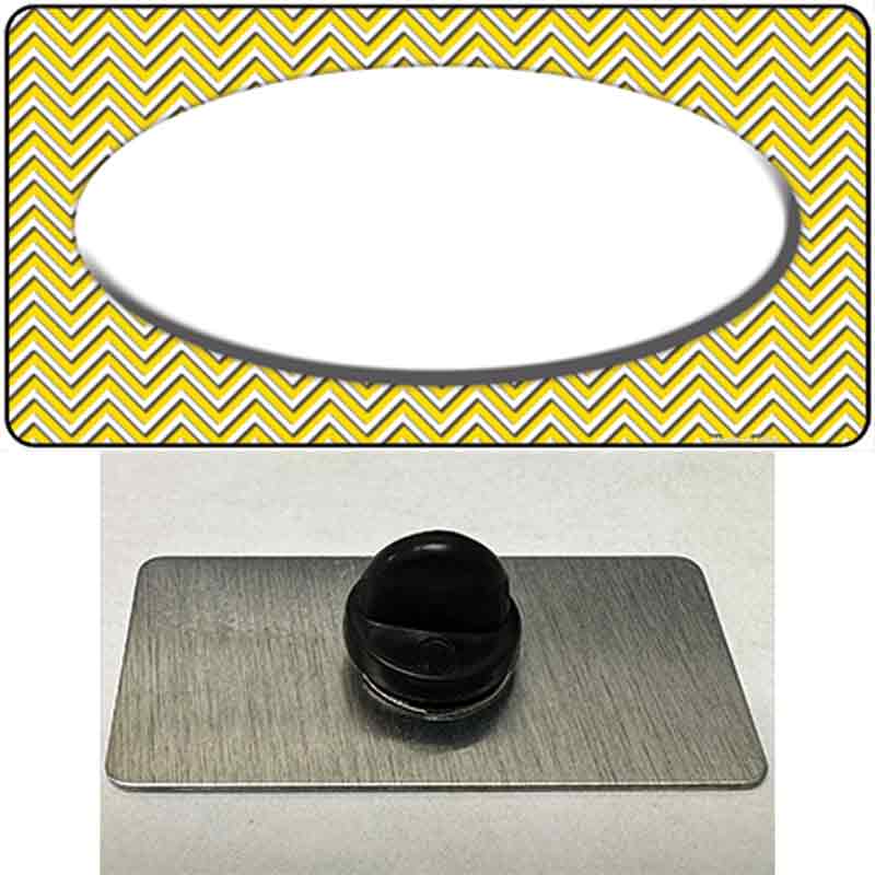 PIN-LP-2706 1.5 x 0.75 in. Yellow & White Chevon Center Oval Novelty Rectangle Metal Hat Pin
