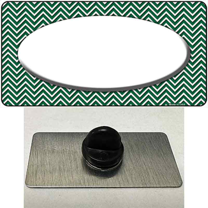 PIN-LP-2715 1.5 x 0.75 in. Green & White Chevon White Center Oval Novelty Rectangle Metal Hat Pin