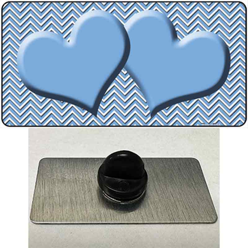 PIN-LP-2729 1.5 x 0.75 in. Light Blue & White Chevron Center Hearts Novelty Rectangle Metal Hat Pin