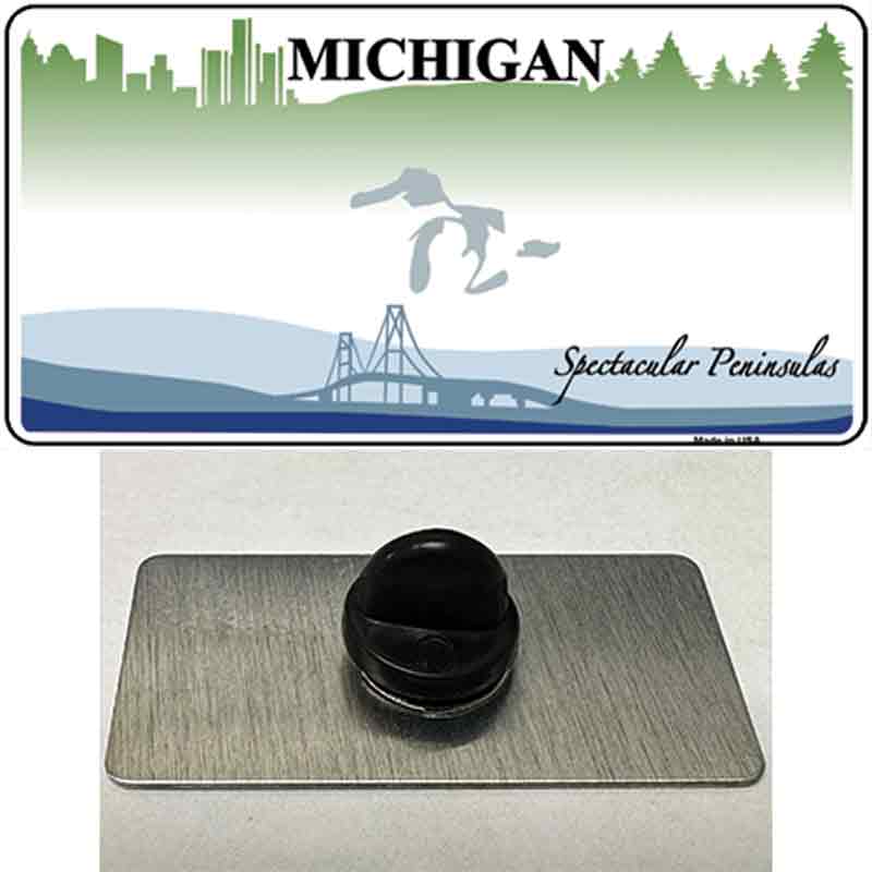 PIN-LP-2803 1.5 x 0.75 in. Michigan Peninsulas State Blank Novelty Rectangle Metal Hat Pin