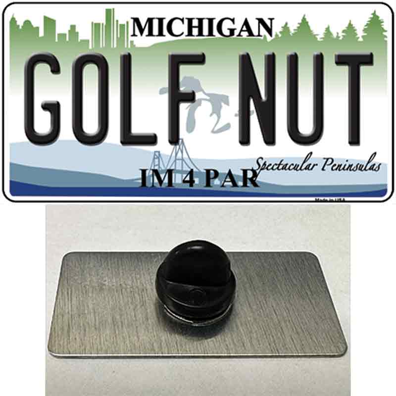 PIN-LP-2806 1.5 x 0.75 in. Golf Nut Michigan State Novelty Rectangle Metal Hat Pin