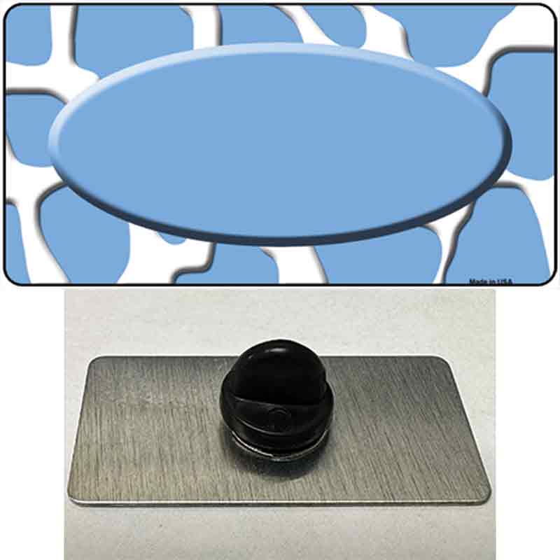 PIN-LP-2956 1.5 x 0.75 in. Light Blue & White Giraffe Center Oval Novelty Rectangle Metal Hat Pin