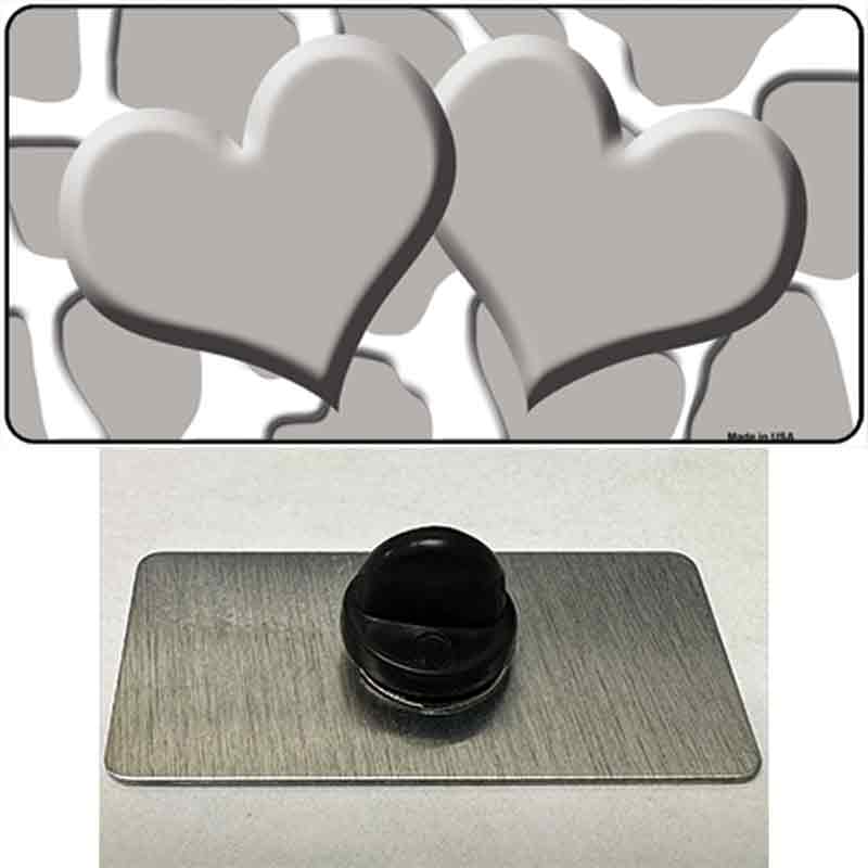 PIN-LP-2969 1.5 x 0.75 in. Grey & White Giraffe Centered Hearts Novelty Rectangle Metal Hat Pin