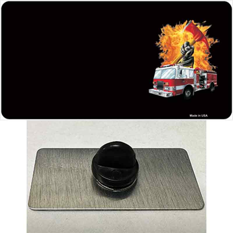 PIN-LP-3777 1.5 x 0.75 in. Fire Engine Flames Flaming Ax Offset Novelty Rectangle Metal Hat Pin