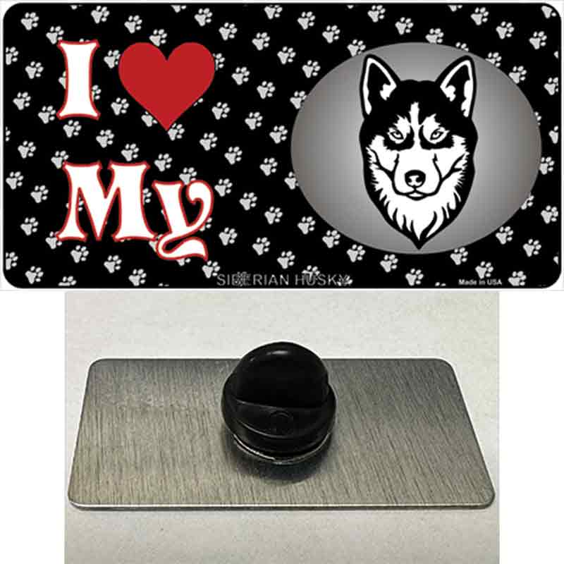 PIN-LP-3930 1.5 x 0.75 in. I Love My Siberian Husky Novelty Rectangle Metal Hat Pin -  Smart Blonde