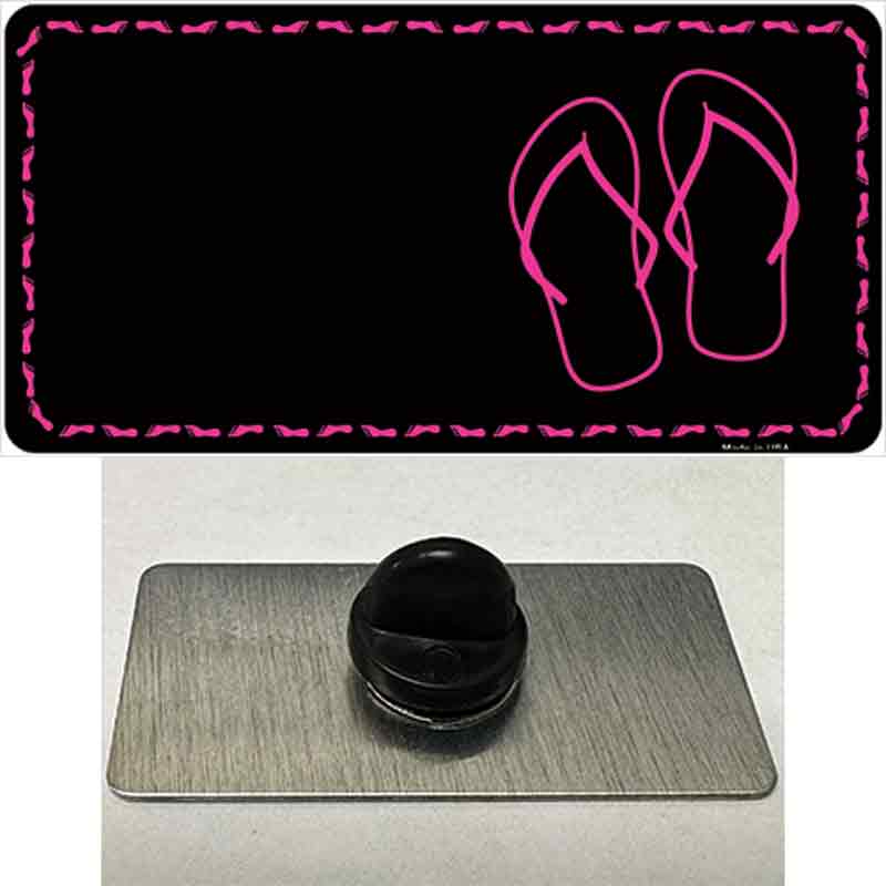 PIN-LP-4229 1.5 x 0.75 in. Flip Flops Pink Offset Novelty Rectangle Metal Hat Pin