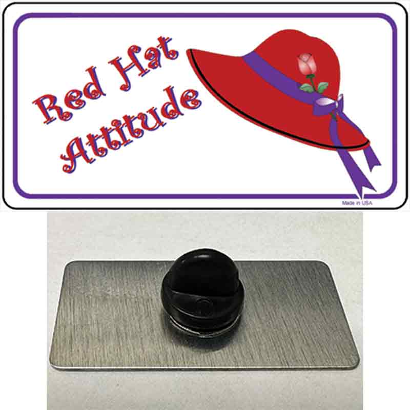 PIN-LP-438 1.5 x 0.75 in. Red Hat Attitude Novelty Rectangle Metal Hat Pin
