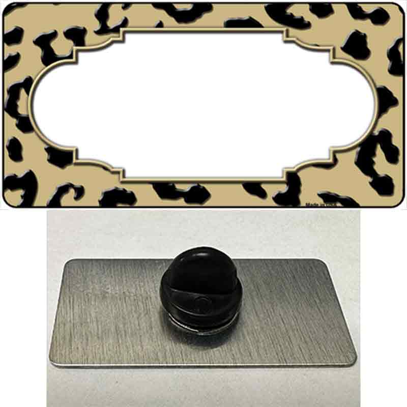 PIN-LP-4557 1.5 x 0.75 in. Gold & Black Cheetah Scallop Novelty Rectangle Metal Hat Pin -  Smart Blonde