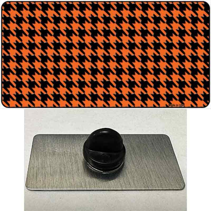 PIN-LP-4564 1.5 x 0.75 in. Orange & Black Houndstooth Novelty Rectangle Metal Hat Pin