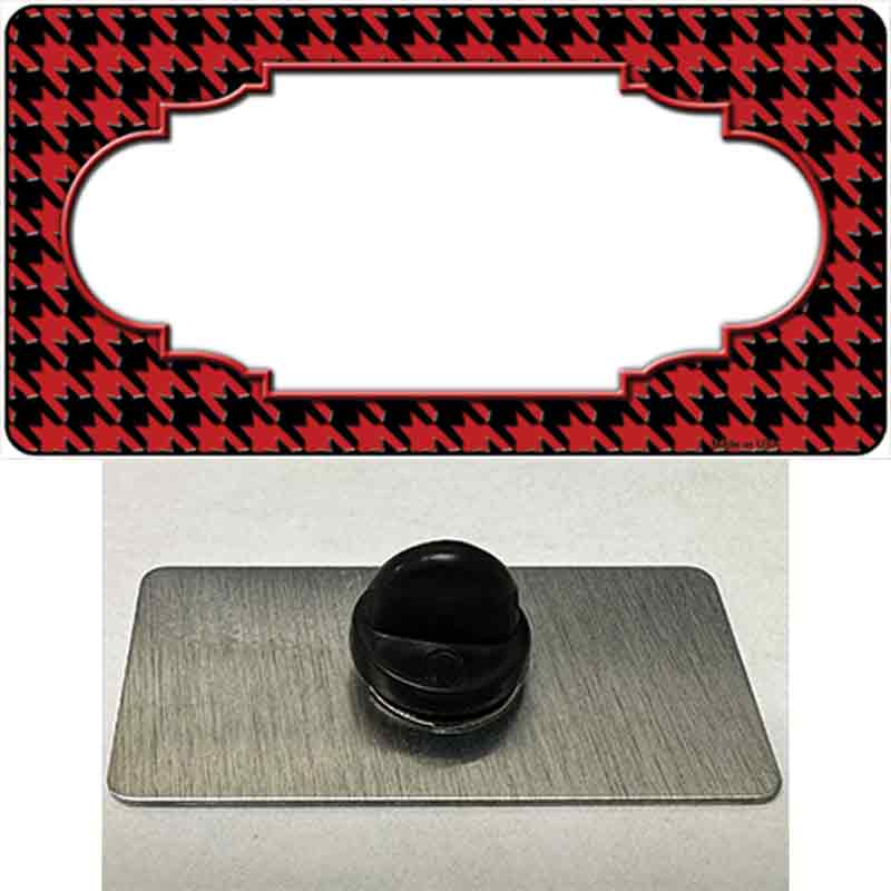 PIN-LP-4594 1.5 x 0.75 in. Red & Black Houndstooth Scallop Center Novelty Rectangle Metal Hat Pin