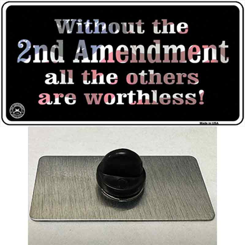 PIN-LP-4681 1.5 x 0.75 in. Without 2nd Amendment Novelty Rectangle Metal Hat Pin