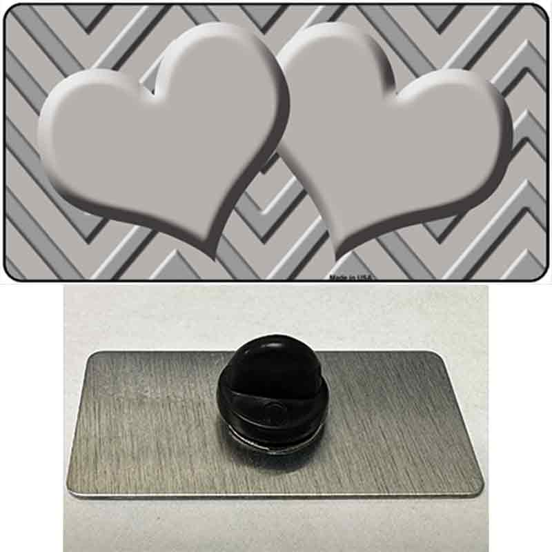 PIN-LP-4972 1.5 x 0.75 in. Grey & Light Grey Heart Large Chevron Novelty Rectangle Metal Hat Pin