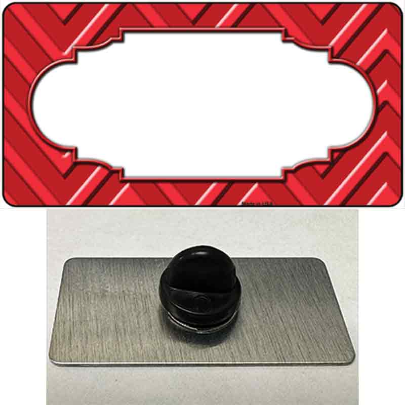 PIN-LP-4986 1.5 x 0.75 in. Red & Light Red Large Scallop Chevron Novelty Rectangle Metal Hat Pin