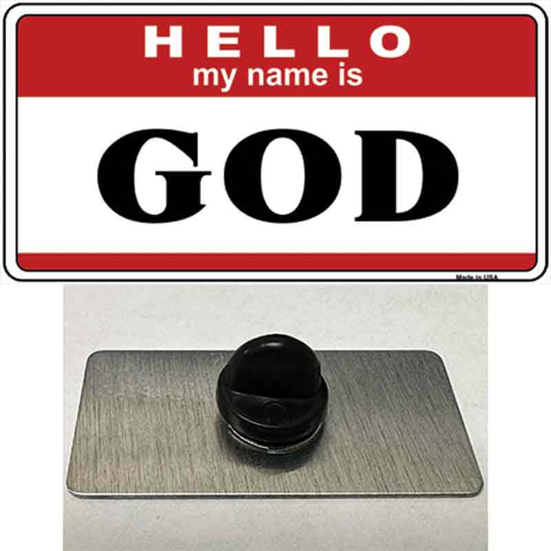 PIN-LP-5191 1.5 x 0.75 in. Name Is God Novelty Rectangle Metal Hat Pin