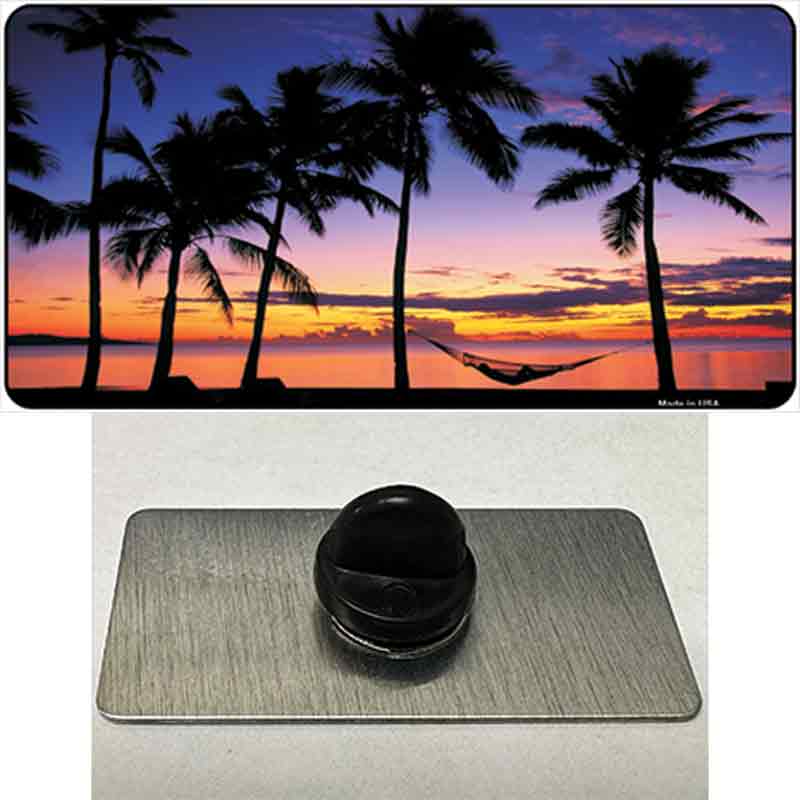 PIN-LP-557 1.5 x 0.75 in. Sunset Hammock Novelty Rectangle Metal Hat Pin