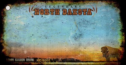 KC-9507 North Dakota Rusty Background Novelty Key Chain