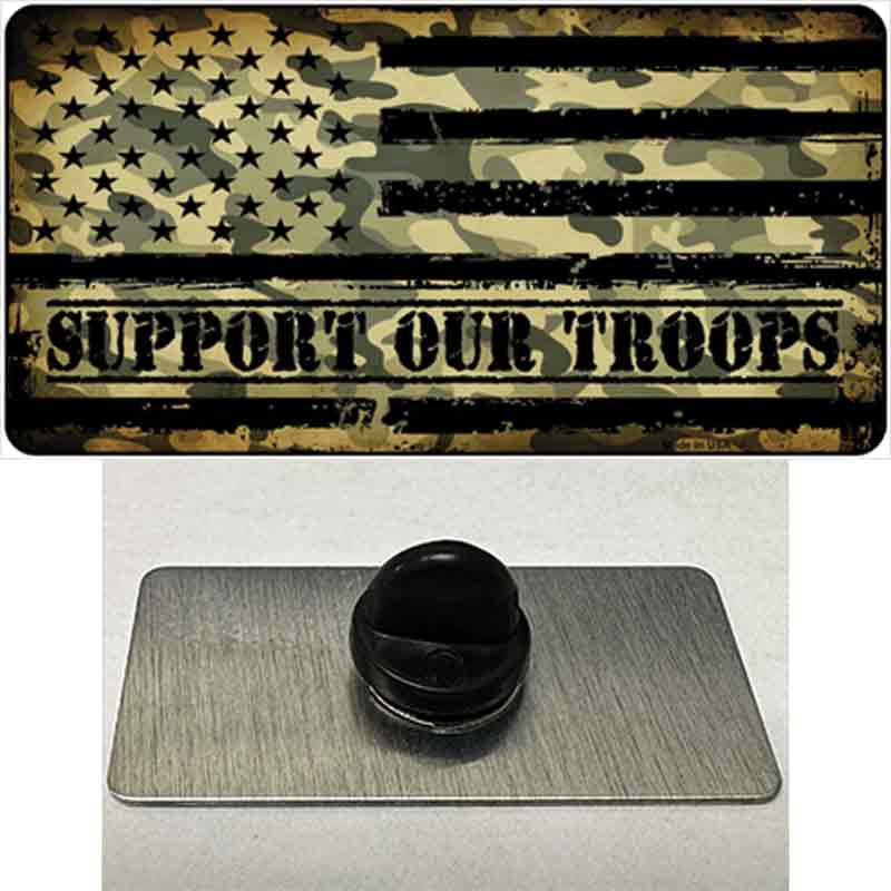PIN-LP-10743 1.5 x 0.75 in. Camo American Flag Support Troops Novelty Rectangle Metal Hat Pin