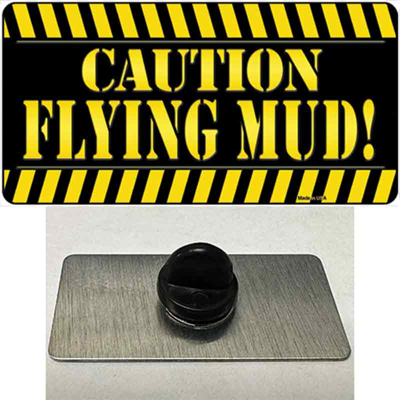 PIN-LP-10745 1.5 x 0.75 in. Caution Flying Mud Novelty Rectangle Metal Hat Pin