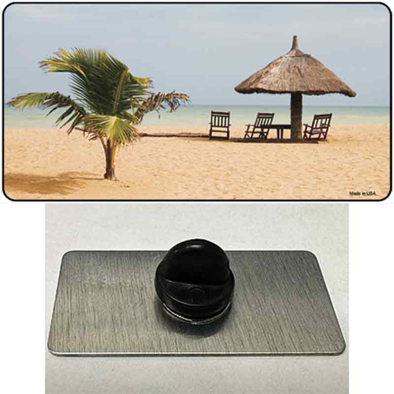 PIN-LP-2015 1.5 x 0.75 in. Tropical Beach Setting Novelty Rectangle Metal Hat Pin