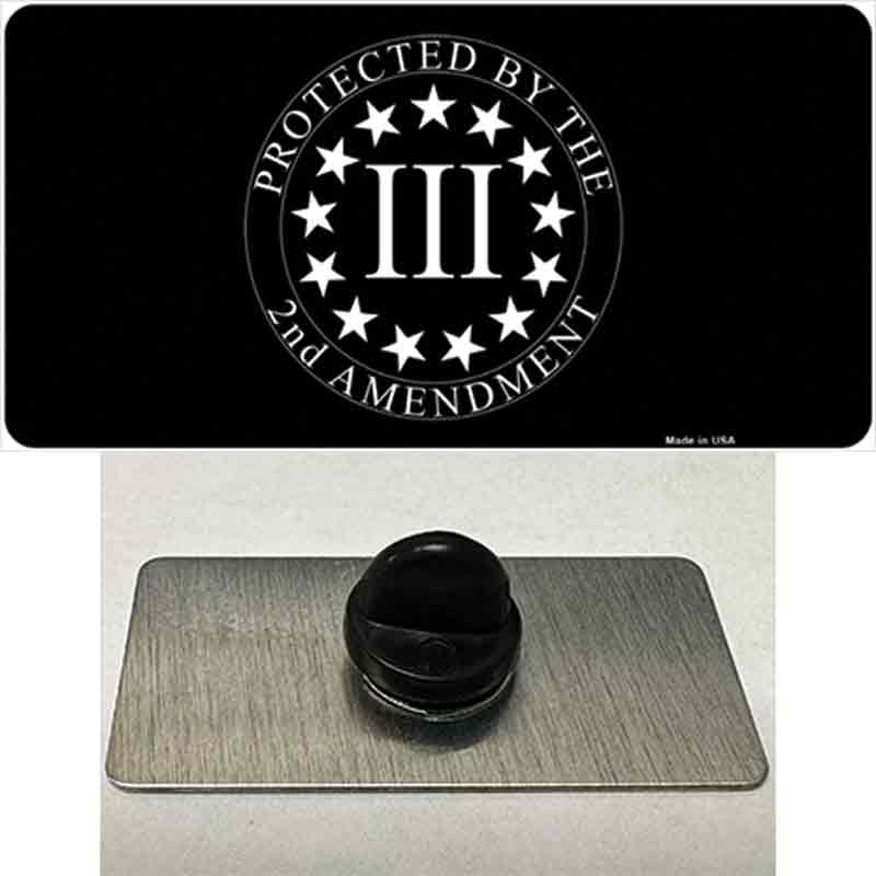 PIN-LP-13581 1.5 x 0.75 in. Protected by 2nd Amendment Novelty Rectangle Metal Hat Pin Tag
