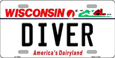 LP-10633 Diver Wisconsin Background Metal Novelty License Plate