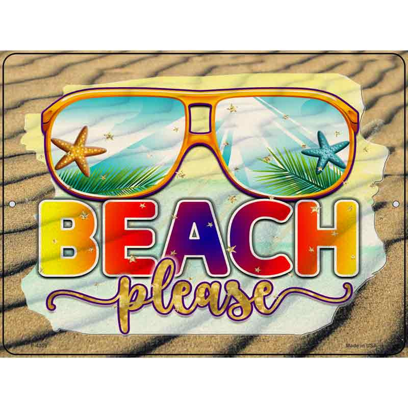 No.P-4309 9 x 12 in. Beach Please Novelty Rectangle Metal Parking Sign -  Smart Blonde, #P-4309