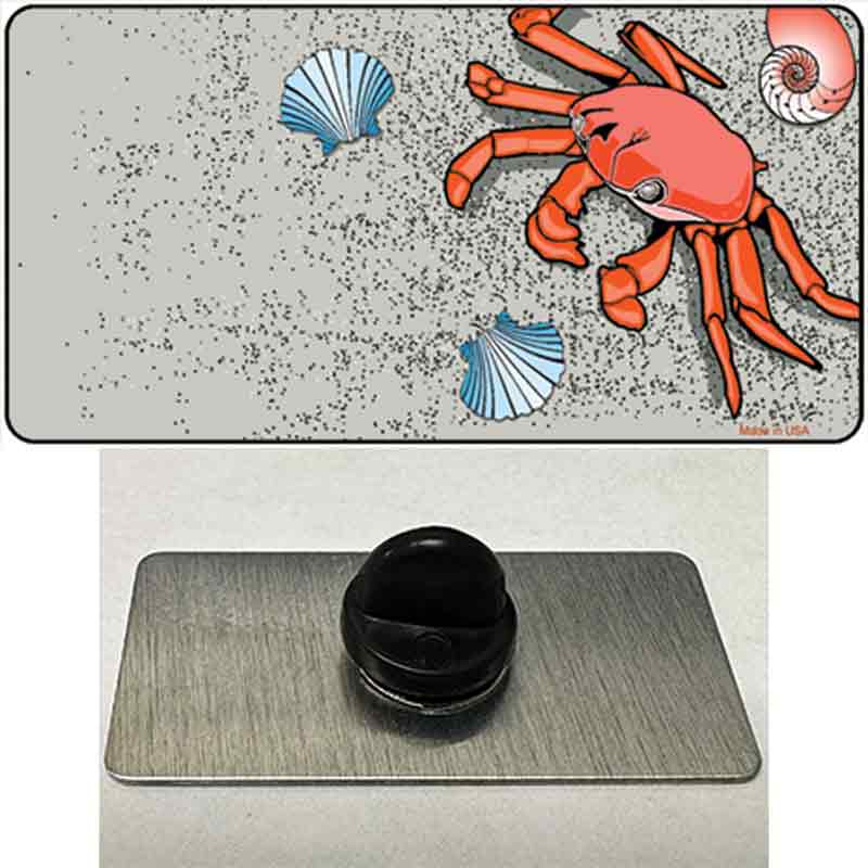 PIN-LP-2373 1.5 x 0.75 in. Crab & Seashells Novelty Rectangle Metal Hat Pin