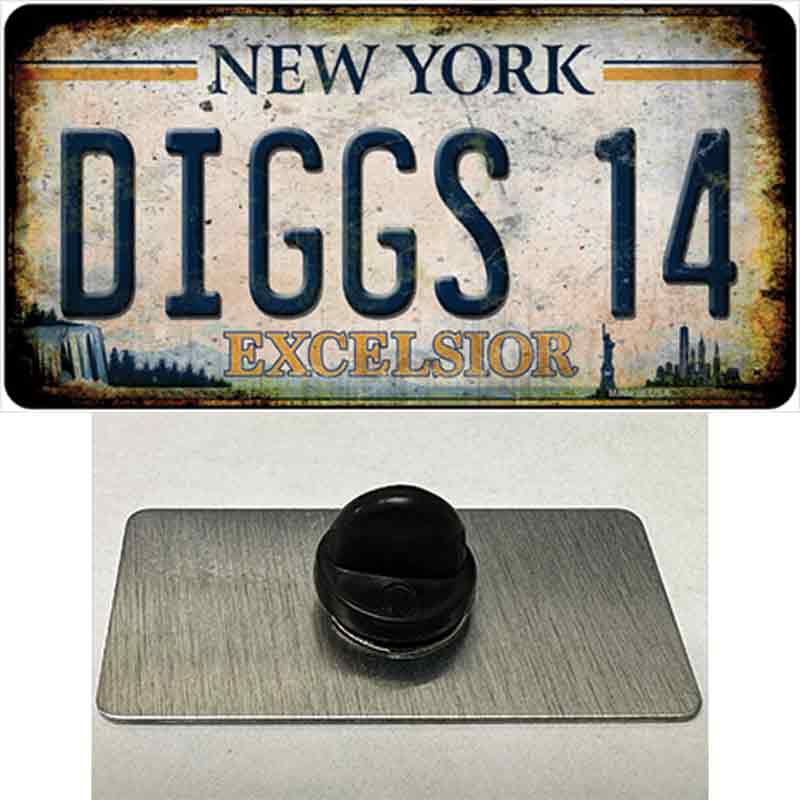 PIN-LP-13832 1.5 x 0.75 in. Diggs 14 Excelsior   York Rusty Novelty Rectangle Metal Hat Pin Tag