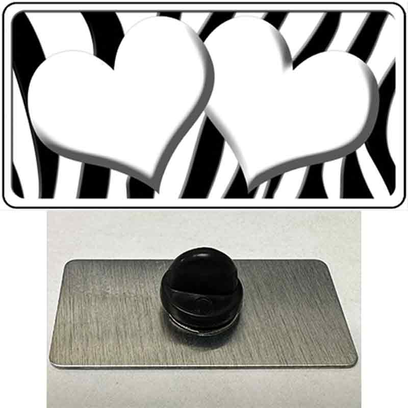 PIN-LP-2439 1.5 x 0.75 in. White & Black Zebra Red Centered Hearts Novelty Rectangle Metal Hat Pin